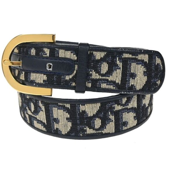 Dior Christian Belt Trotter Logo 65 Navy Canvas Leather main image 6
